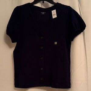 LOFT Dark Blue Short Sleeve shirt